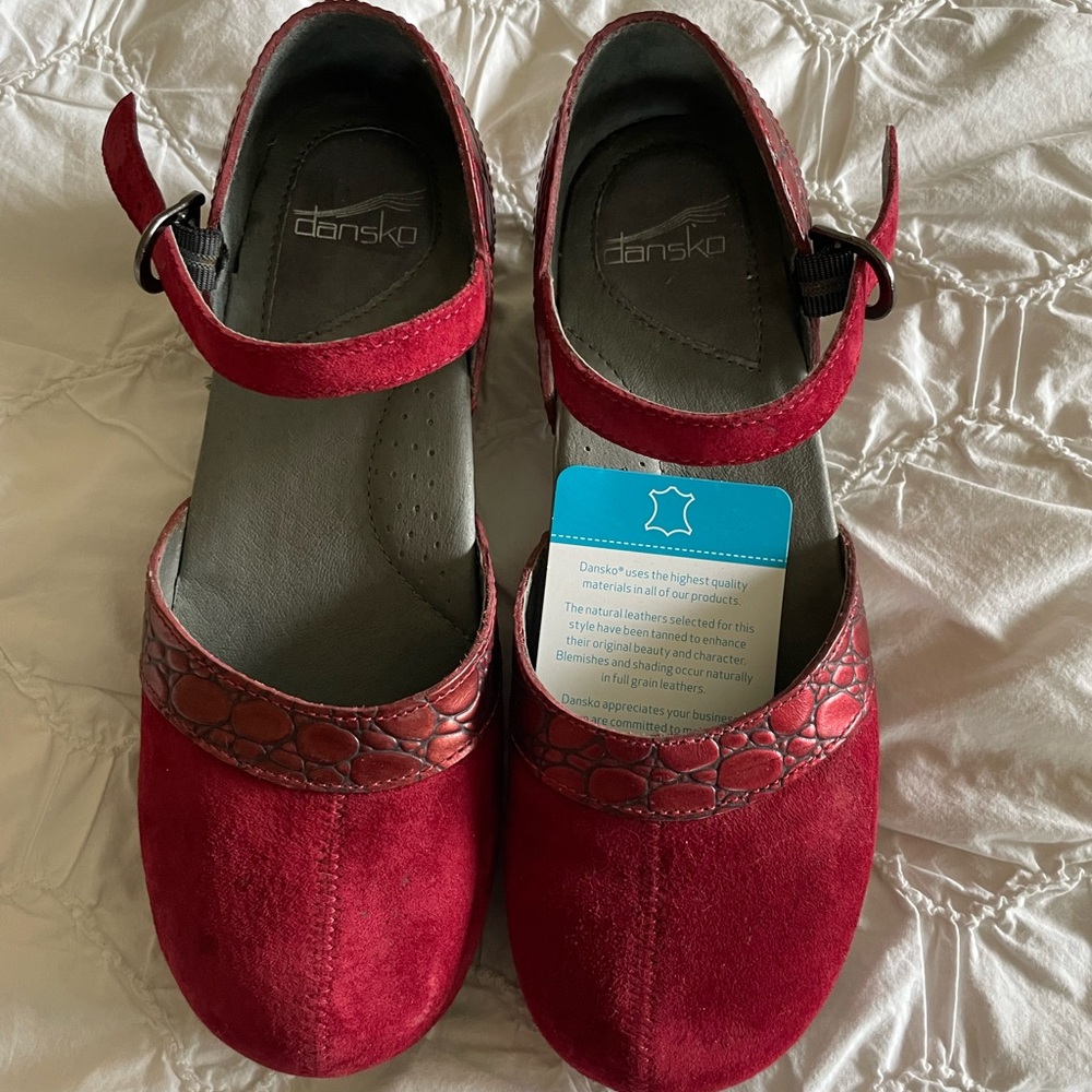 Dansko Red Dress Shoes with Suede Finish